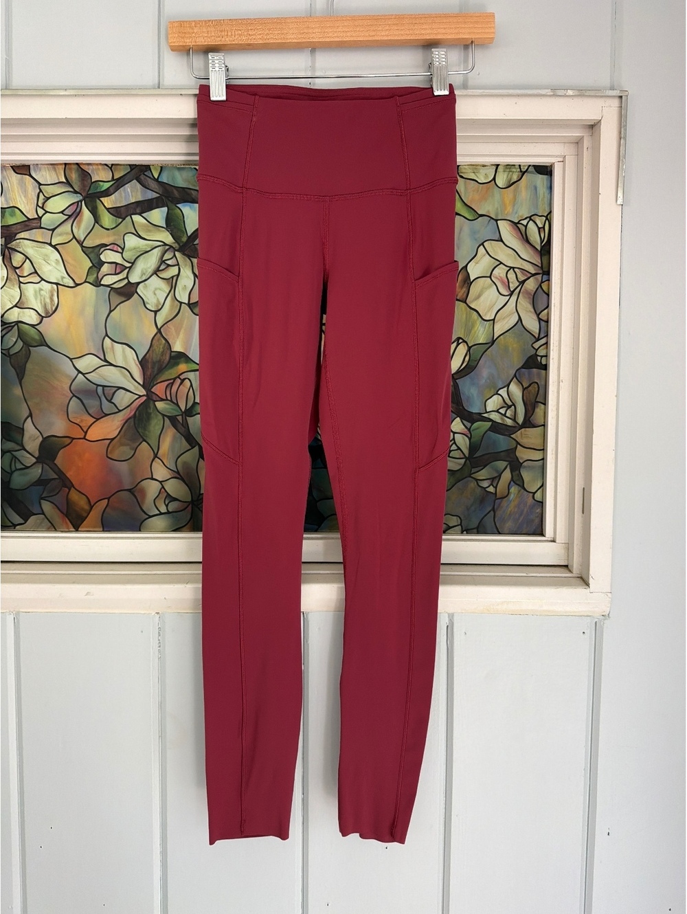 Lululemon Burgundy Leggings with Side Pockets Size 2